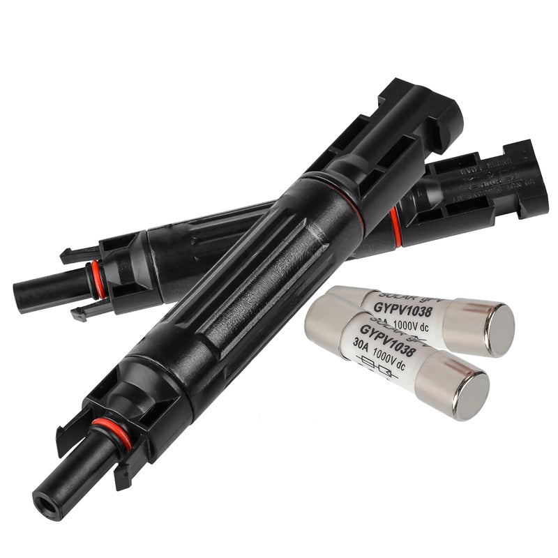 IGOYE Store 30A Solar Fuse IP67 Waterproof Solar Fuse Connector 2 PCS Solar Fuse Holder Inline with Male and Female Connector for Solar Pannel (Pack of 2) - Image 1